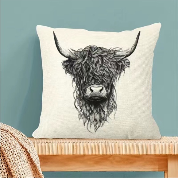 4pcs Yak Pattern Cushion Cover, Linen Digital Printed Pillow Case - Picture 5 of 7